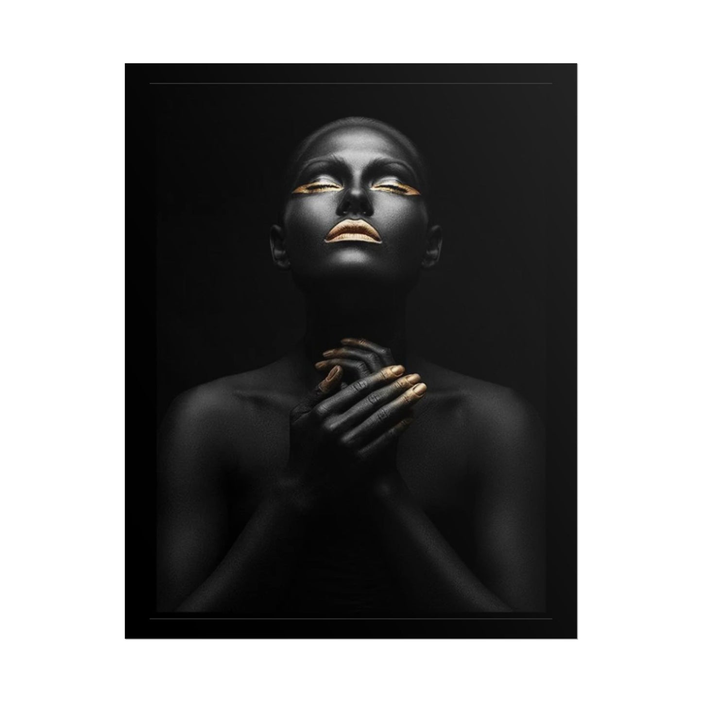 Black Portrait with Gold Accents Rolled Poster | Dark Elegant Wall Art