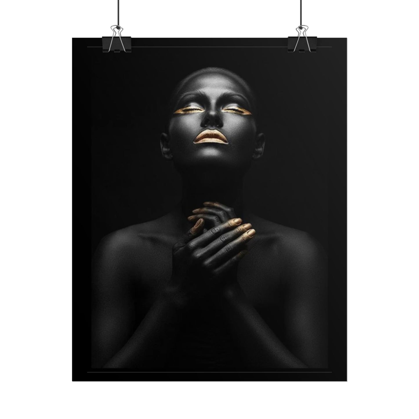 Black Portrait with Gold Accents Rolled Poster | Dark Elegant Wall Art