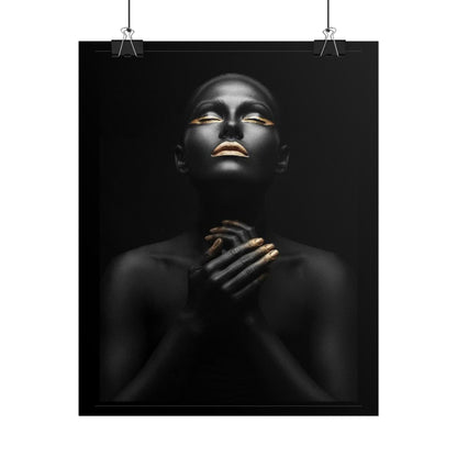 Black Portrait with Gold Accents Rolled Poster | Dark Elegant Wall Art