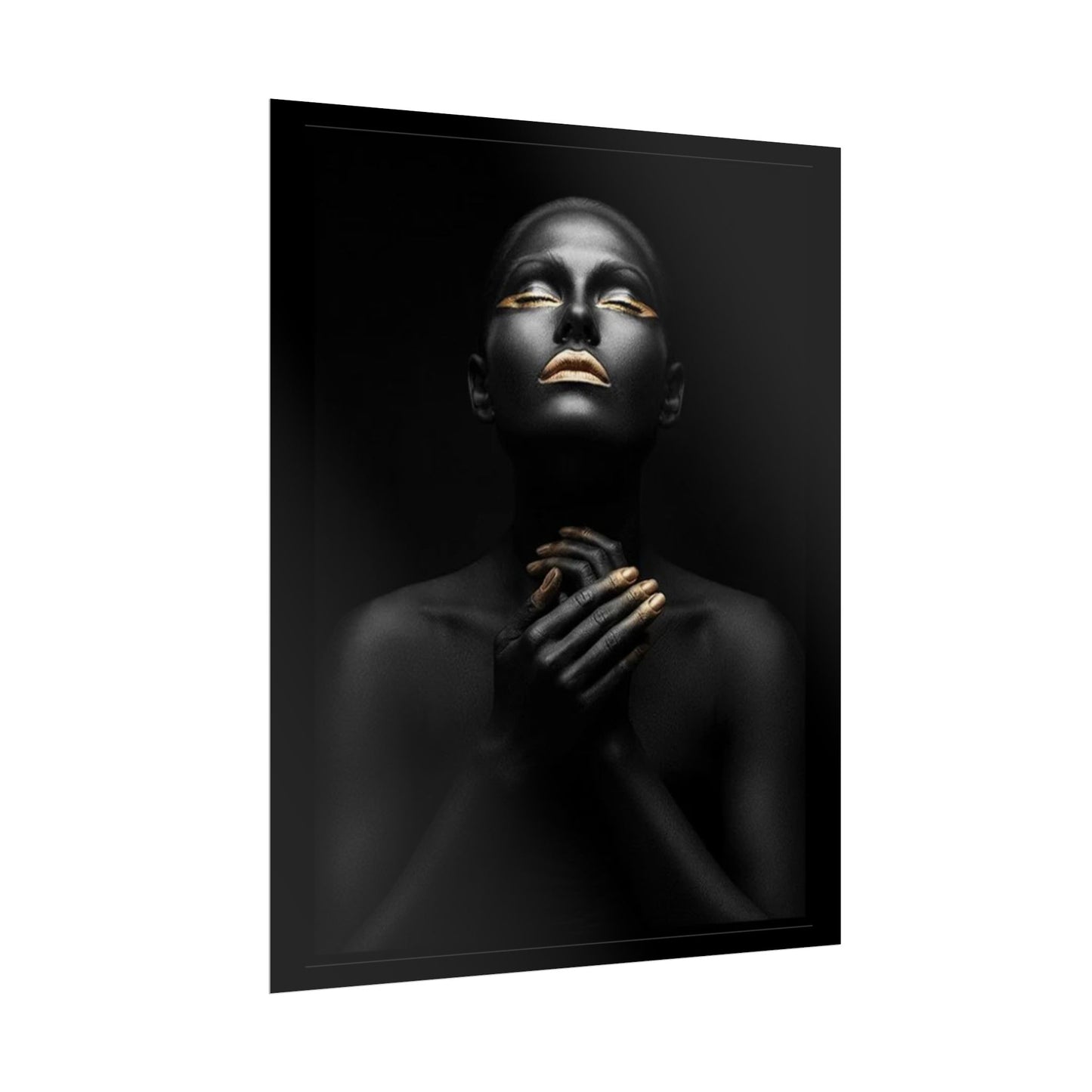 Black Portrait with Gold Accents Rolled Poster | Dark Elegant Wall Art