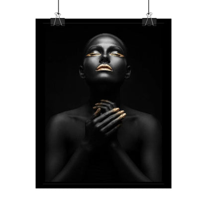 Black Portrait with Gold Accents Rolled Poster | Dark Elegant Wall Art