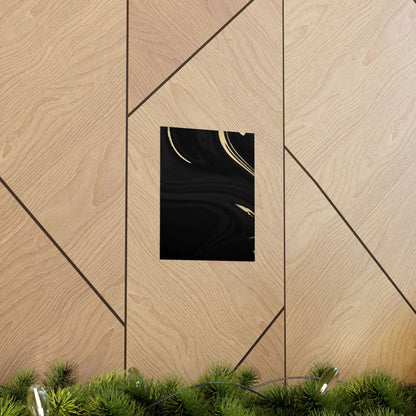 Black Marble Gold Swirl Matte Vertical Poster | Abstract Wall Art