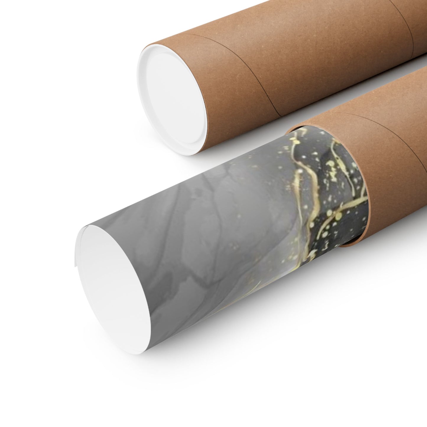 Gray Marble Gold Veins Poster | Matte Vertical Art Print