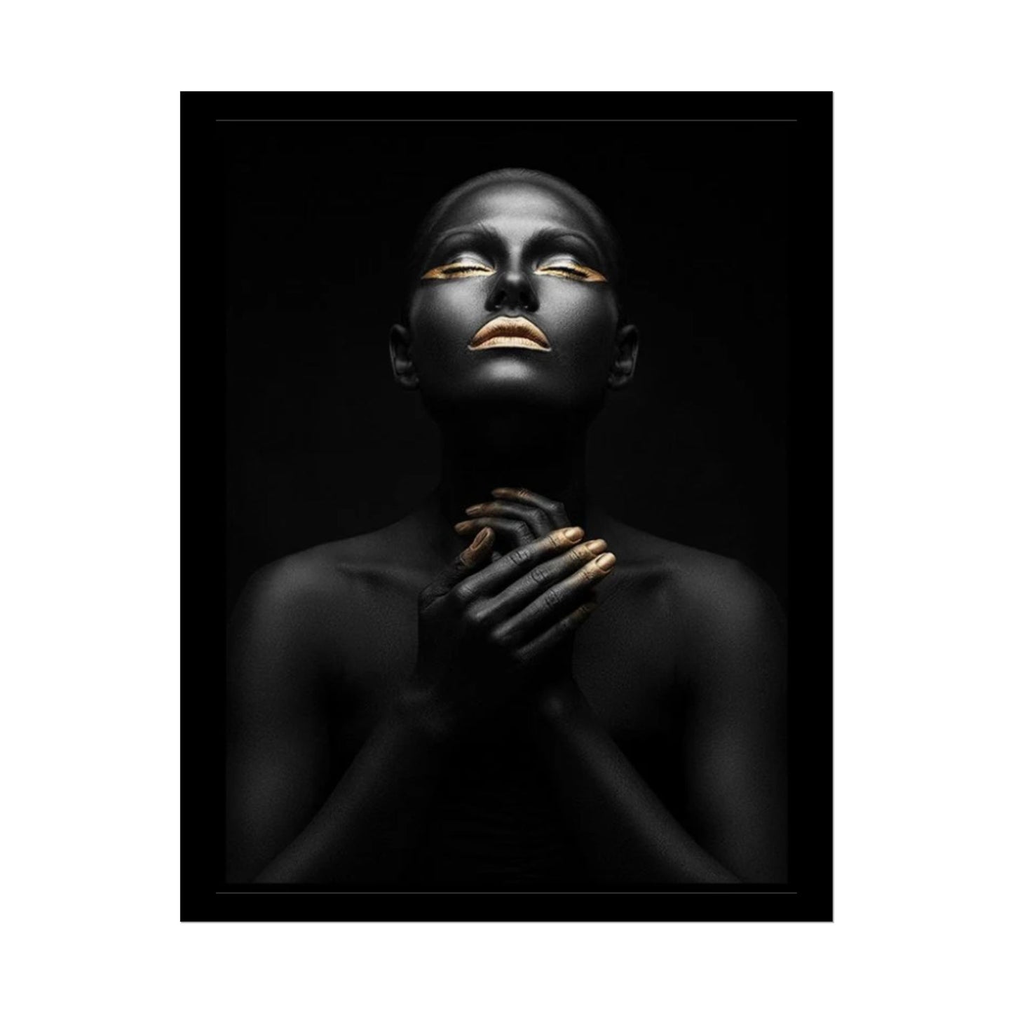 Black Portrait with Gold Accents Rolled Poster | Dark Elegant Wall Art