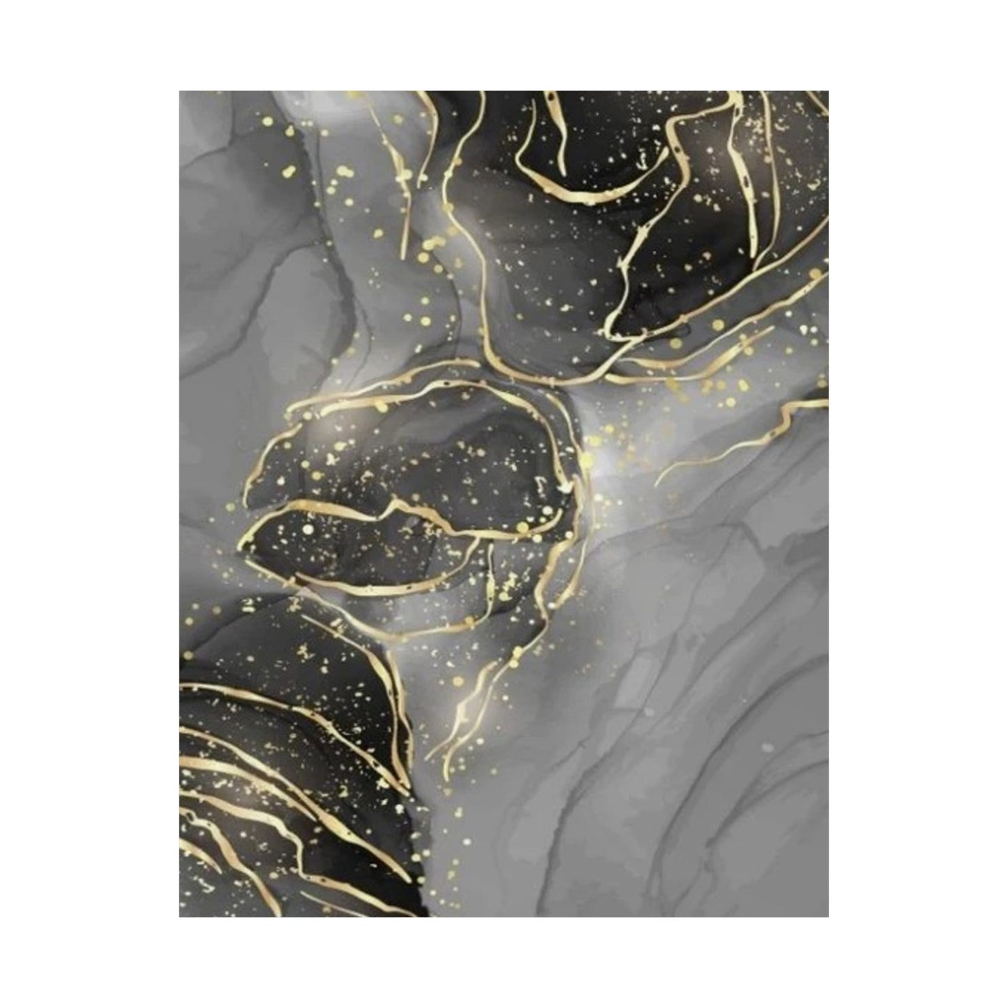 Gray Marble Gold Veins Poster | Matte Vertical Art Print