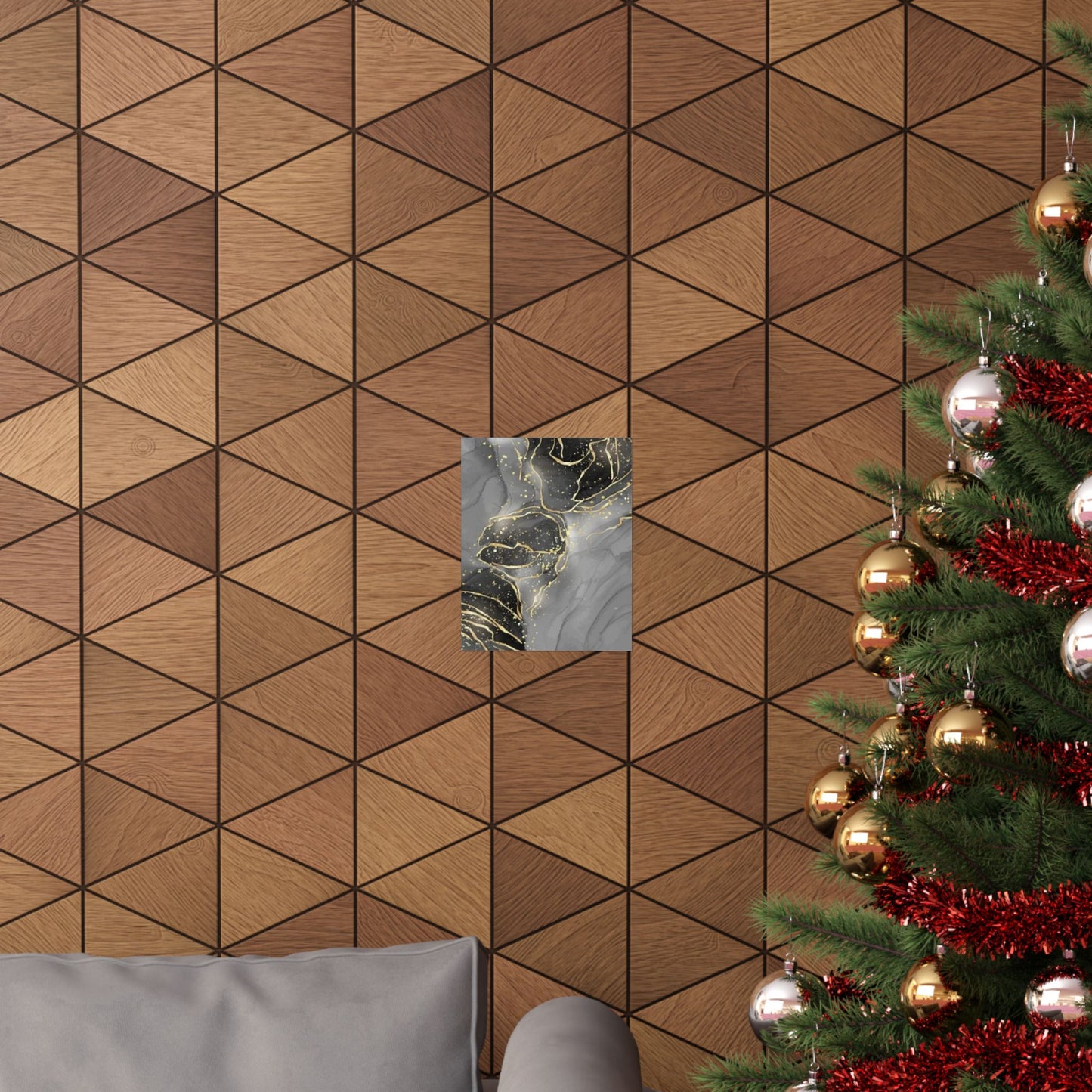 Gray Marble Gold Veins Poster | Matte Vertical Art Print