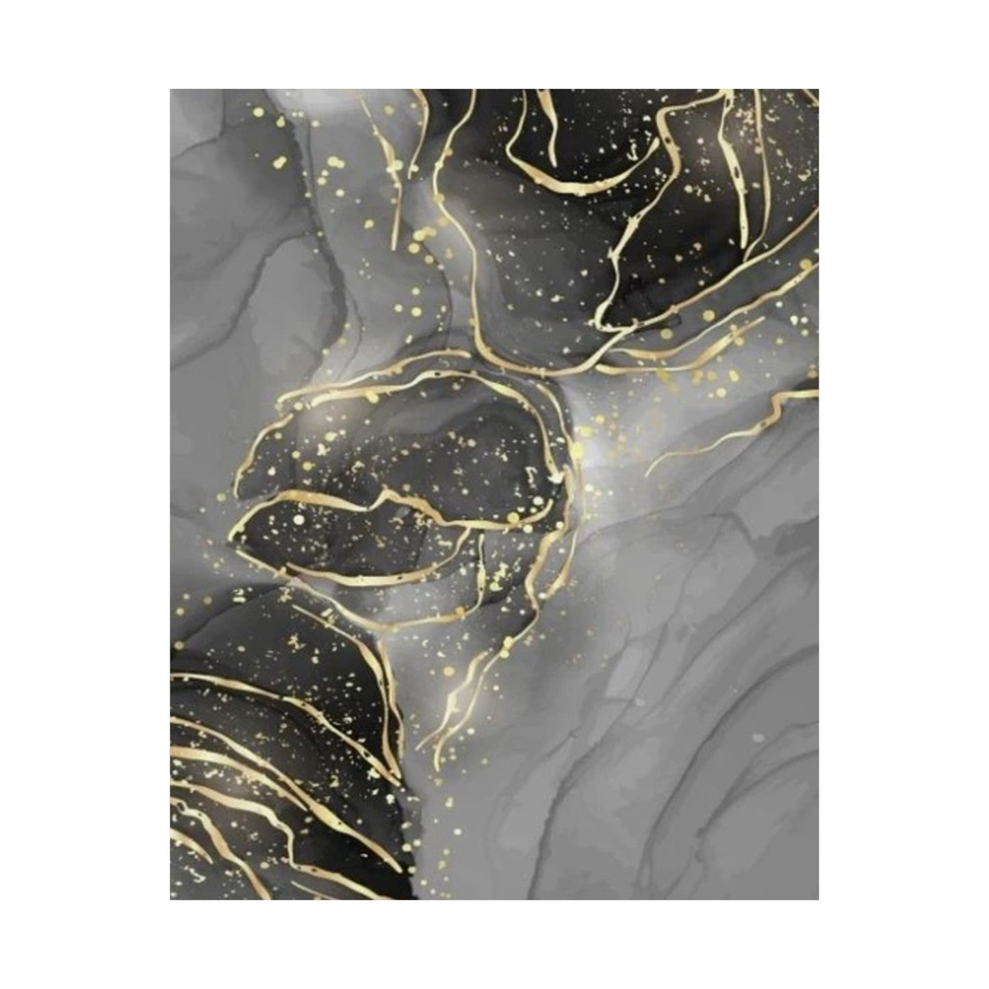 Gray Marble Gold Veins Poster | Matte Vertical Art Print