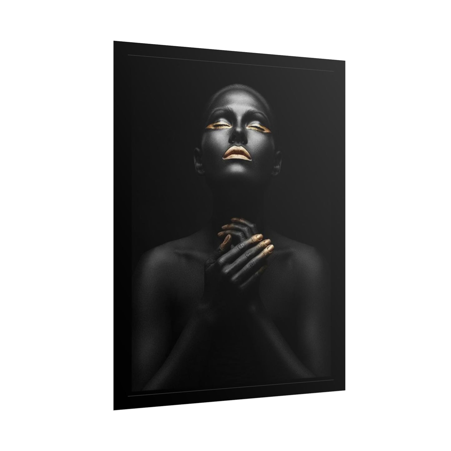 Black Portrait with Gold Accents Rolled Poster | Dark Elegant Wall Art