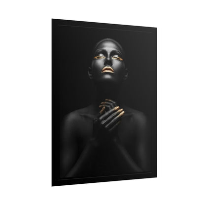 Black Portrait with Gold Accents Rolled Poster | Dark Elegant Wall Art