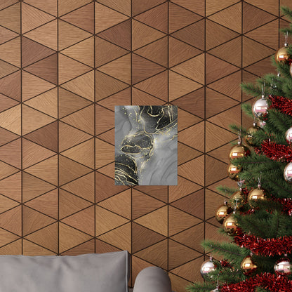 Gray Marble Gold Veins Poster | Matte Vertical Art Print