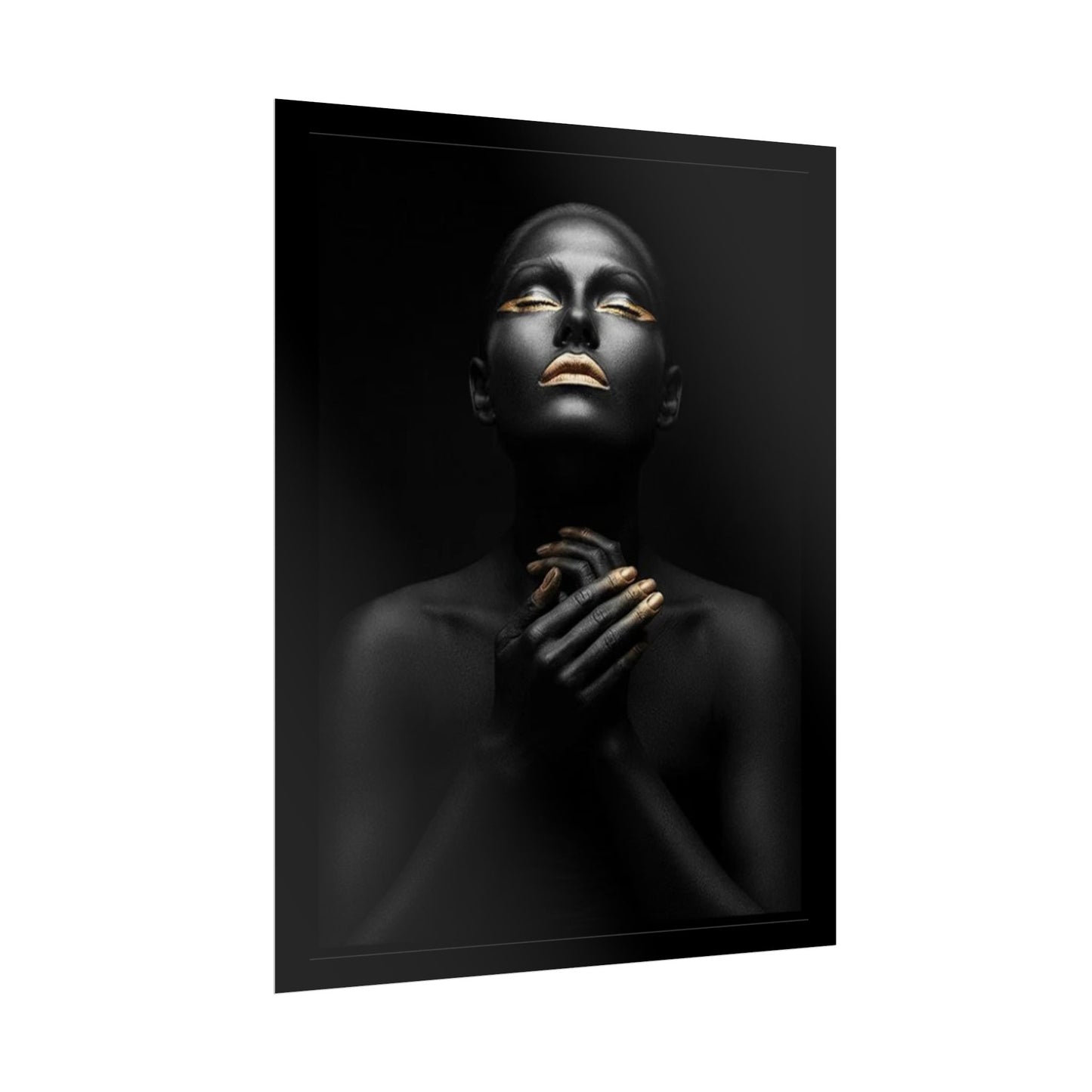 Black Portrait with Gold Accents Rolled Poster | Dark Elegant Wall Art