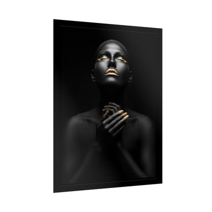 Black Portrait with Gold Accents Rolled Poster | Dark Elegant Wall Art