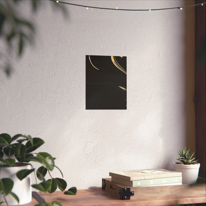 Black Marble Gold Swirl Matte Vertical Poster | Abstract Wall Art