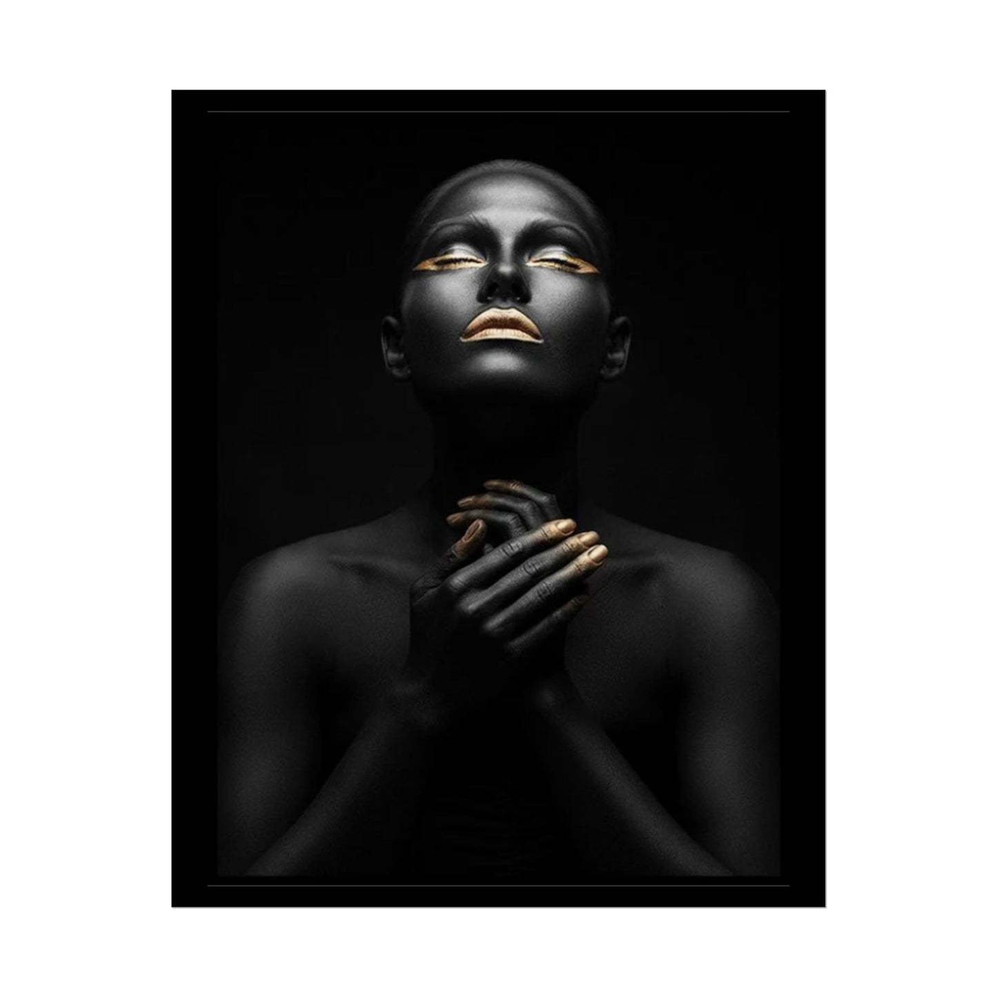Black Portrait with Gold Accents Rolled Poster | Dark Elegant Wall Art