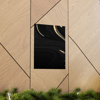 Black Marble Gold Swirl Matte Vertical Poster | Abstract Wall Art